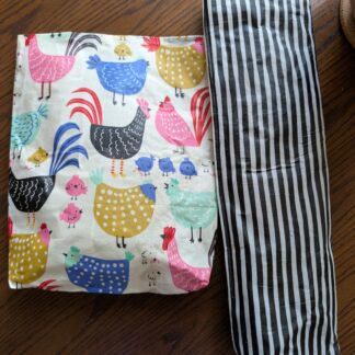 Beeswaxed Bread Bag - Chickens & Stripes