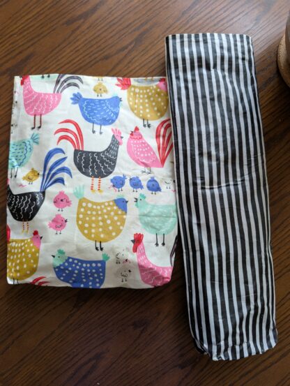 Beeswaxed Bread Bag - Chickens & Stripes